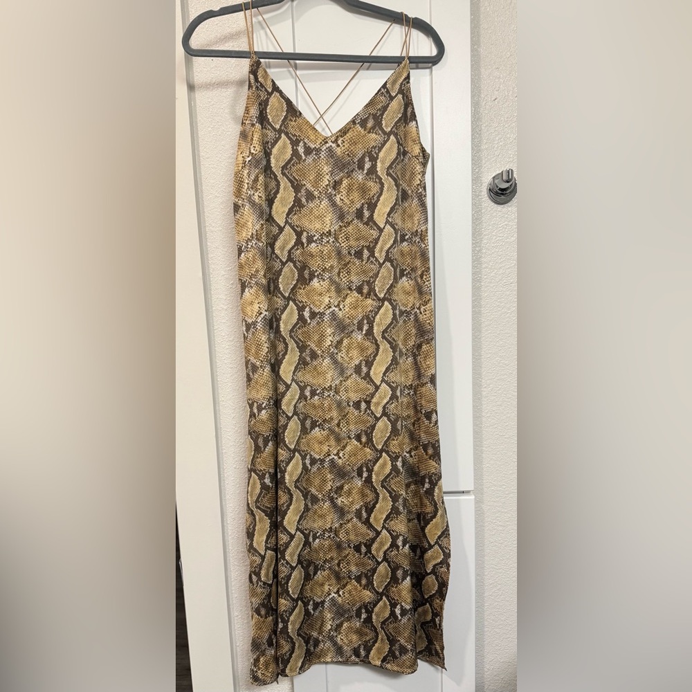 🐍 Snake Print Crisscross Strap Slip Dress — Size M